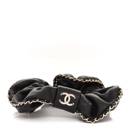 Chanel Lambskin Chain CC Hair Scrunchie Black Gold 3 of 6