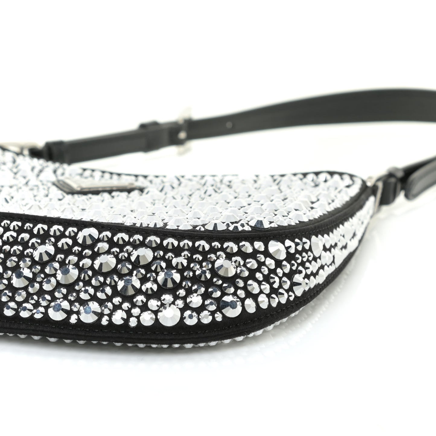 Satin Crystal Cleo Adjustable Strap Shoulder Bag Metal
