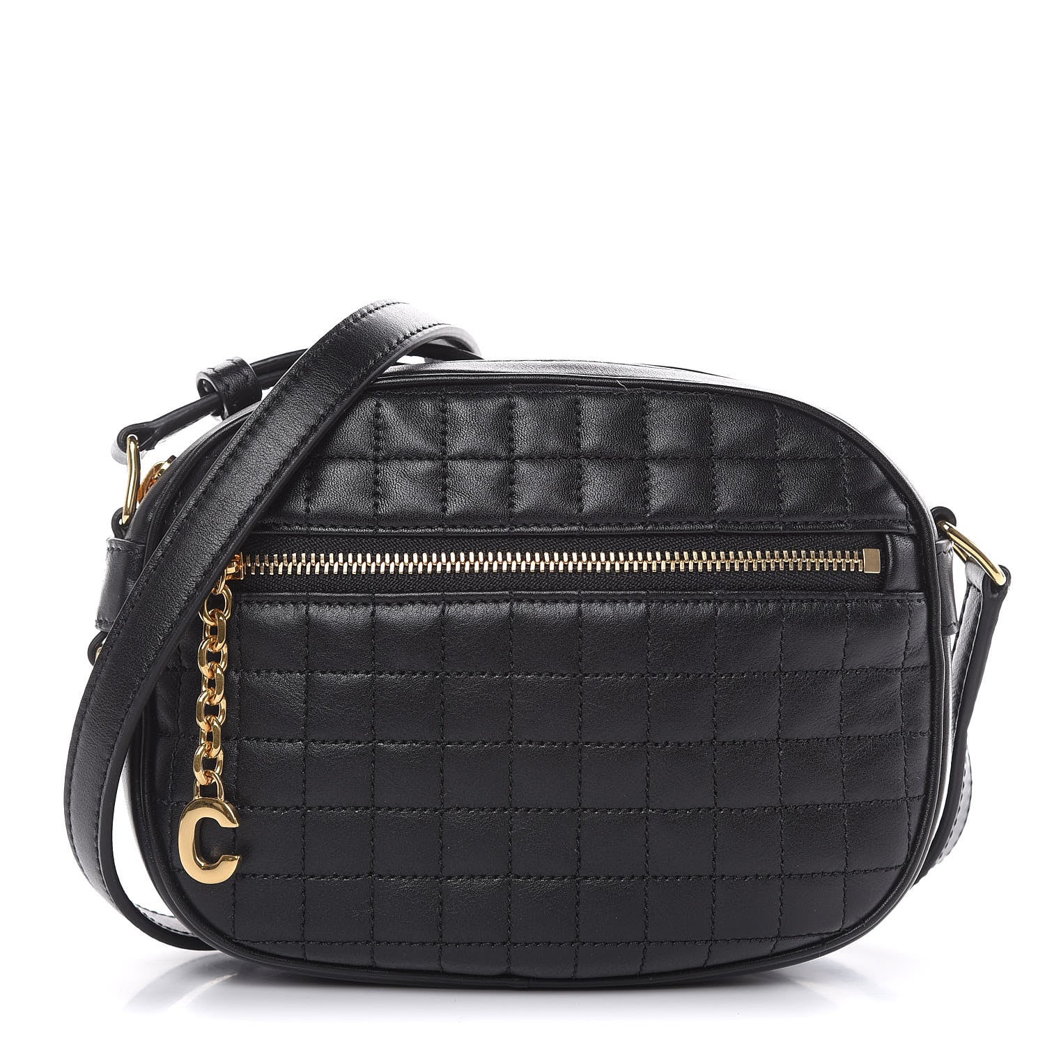 Celine Calfskin Quilted Small C Charm Bag Black 1 of 11