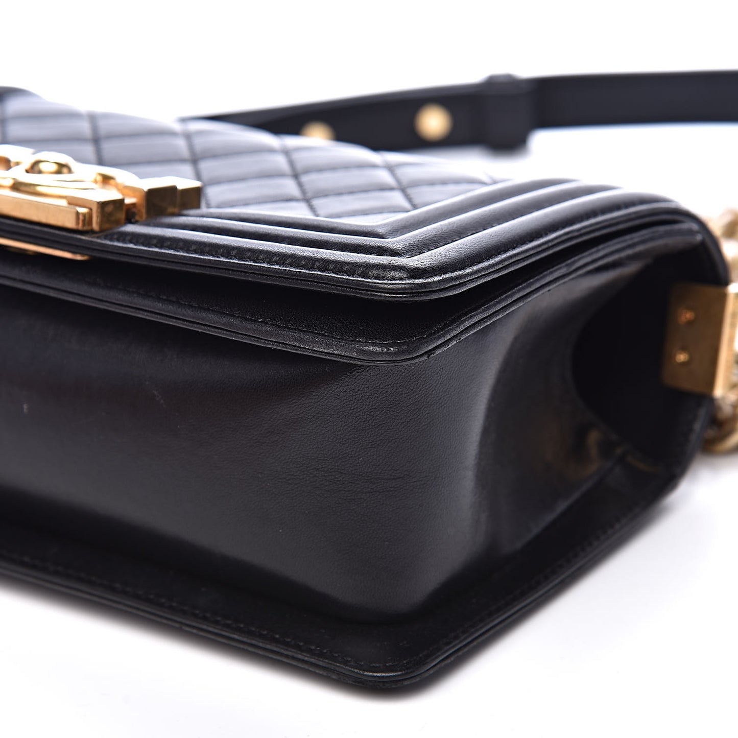 Lambskin Quilted Small Boy Flap Black