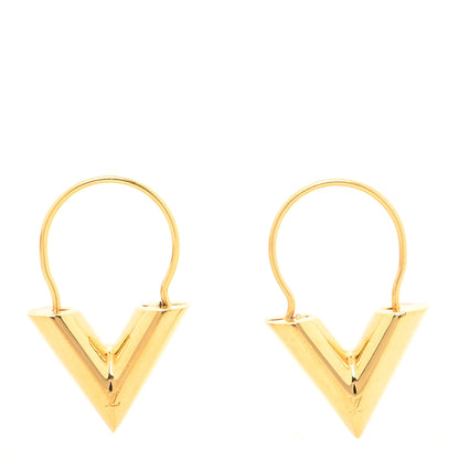 Louis Vuitton Brass Essential V Hoop Earrings Gold 1 of 3