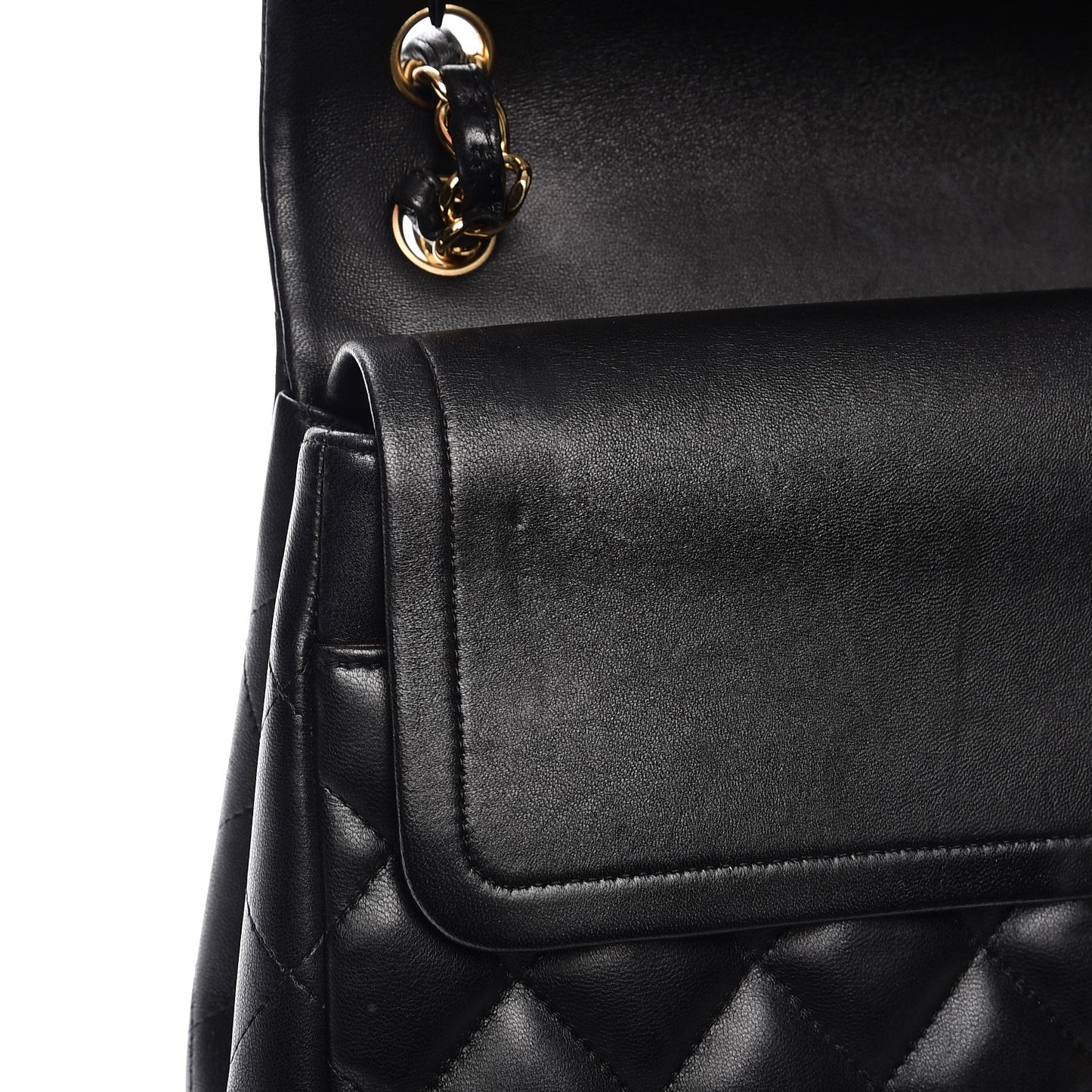 Lambskin Quilted Jumbo Double Flap Black