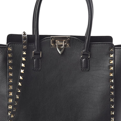 Valentino Garavani Vitello Rockstud Double Handle Tote Black 7 of 9