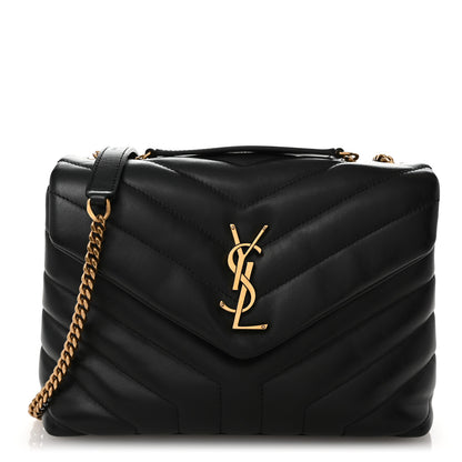 Saint Laurent Calfskin Y Quilted Monogram Small Loulou Chain Satchel Black 1 of 11