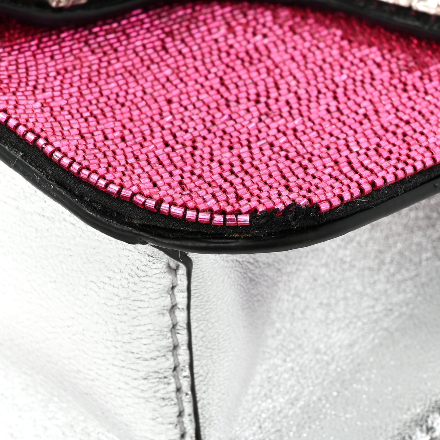 Swarovski Crystal Embroidered Vlogo Small Loco Shoulder Bag Crystal Magenta Silver