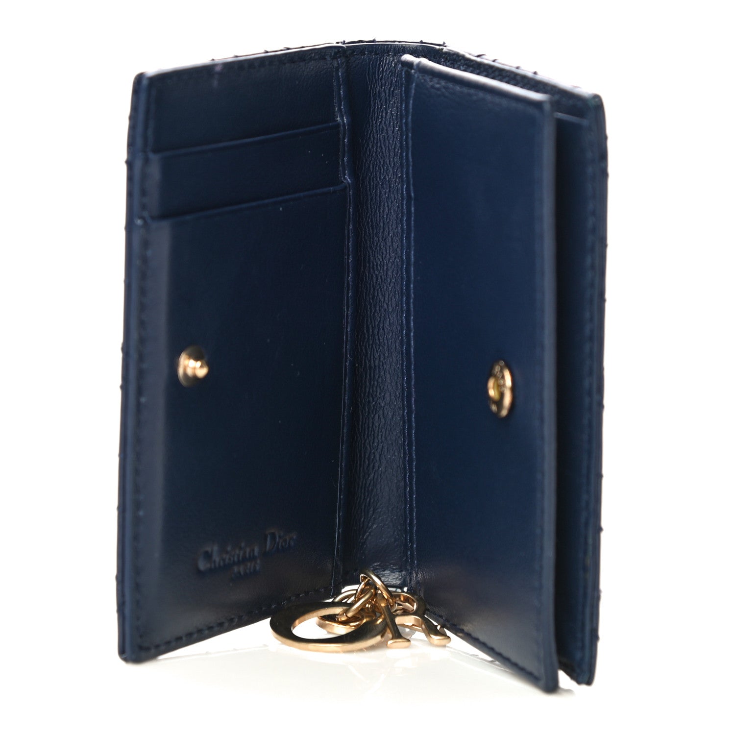 Christian Dior Patent Cannage Lady Dior Card Holder Blue 7 of 12