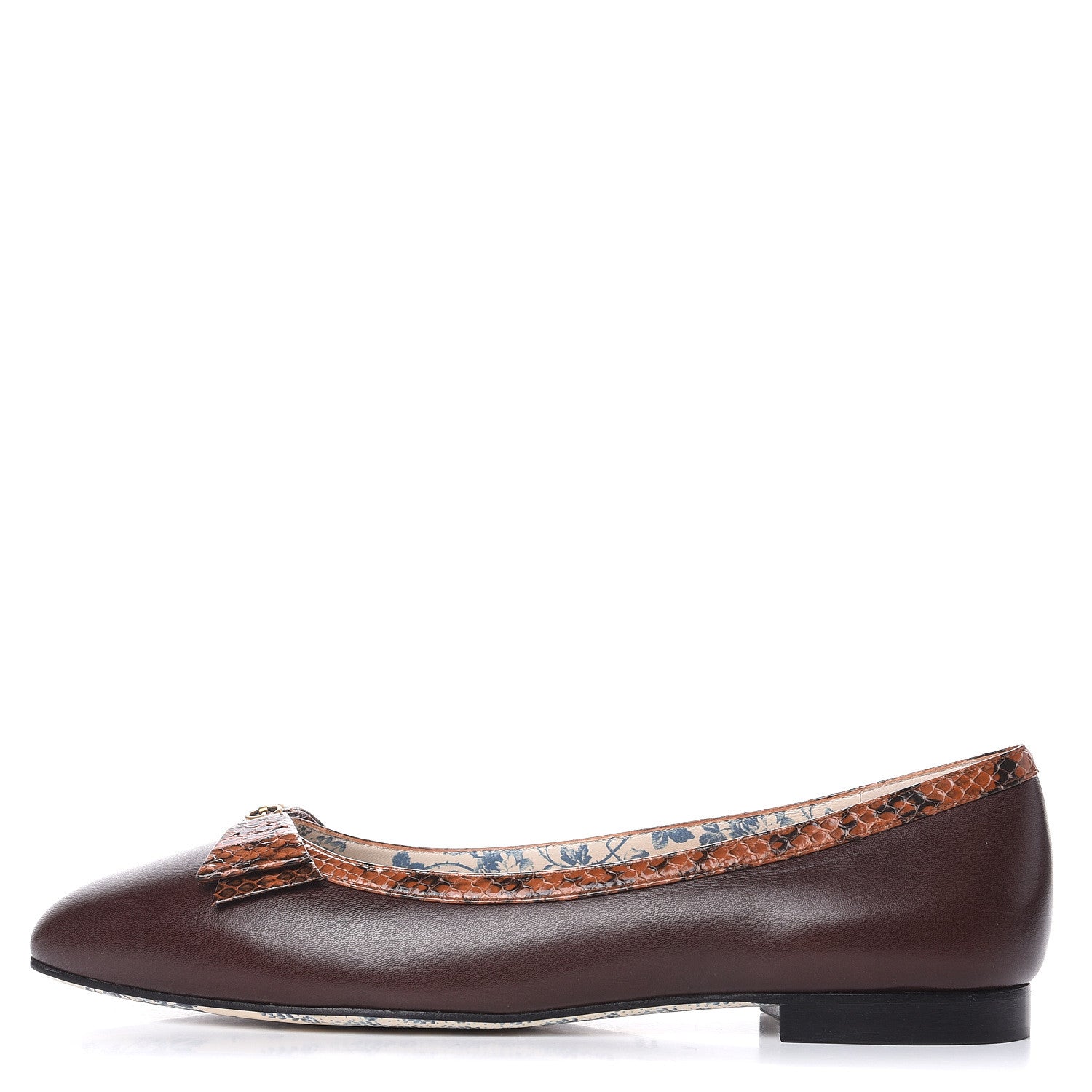 Gucci Malaga Kid Elaphe Yva Ballet Flats 42 Cocoa 1 of 9