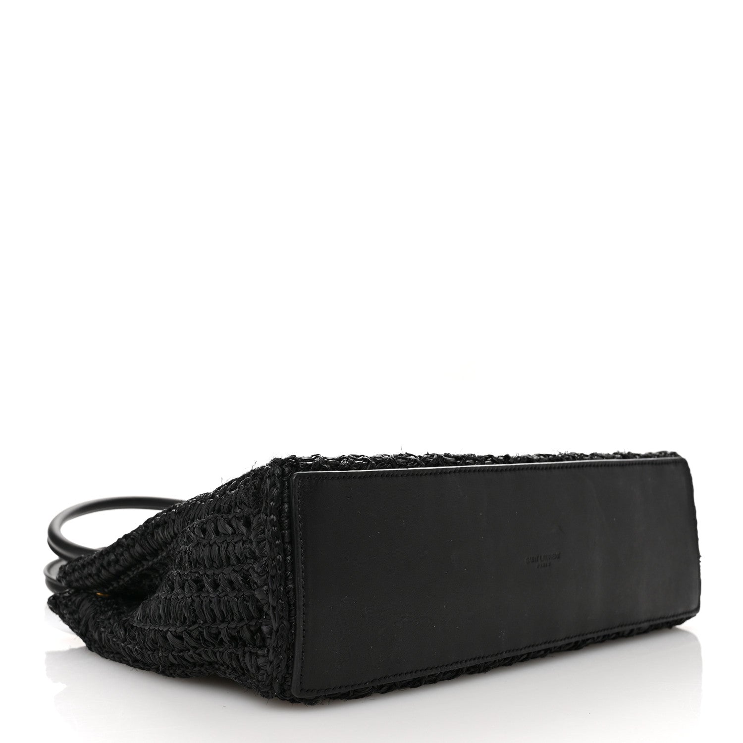 Saint Laurent Raffia Calfskin Panier Rectangle Tote Black 4 of 10