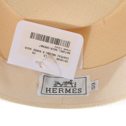 Hermes Chapeau Malibu Fedora Hat Size 59 Naturel Grenat Noir 6 of 6