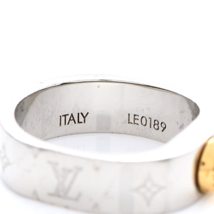 Louis Vuitton Brass Monogram Engraved Nanogram Ring M Palladium 4 of 5