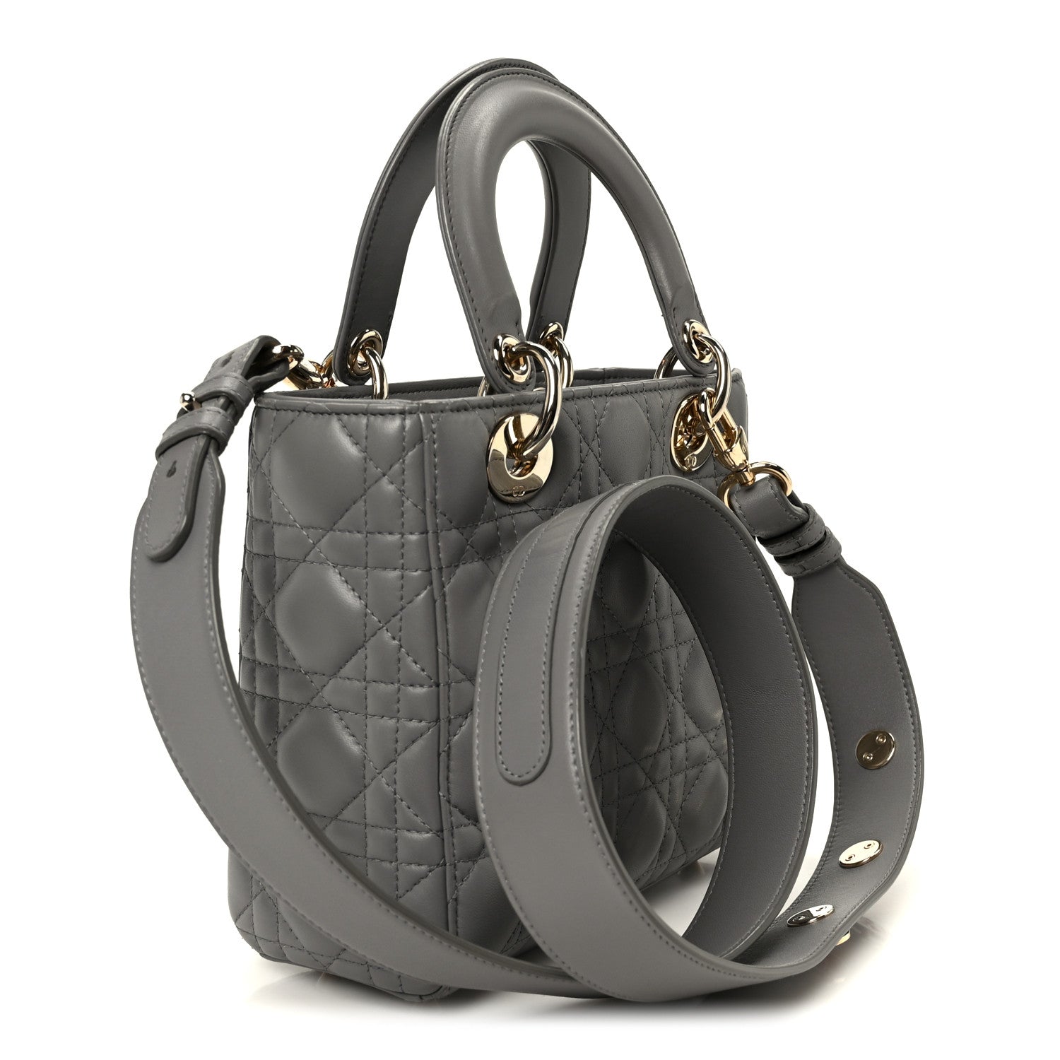 Christian Dior Lambskin Cannage Small Lucky Badges My Lady Dior Grey 3 of 10