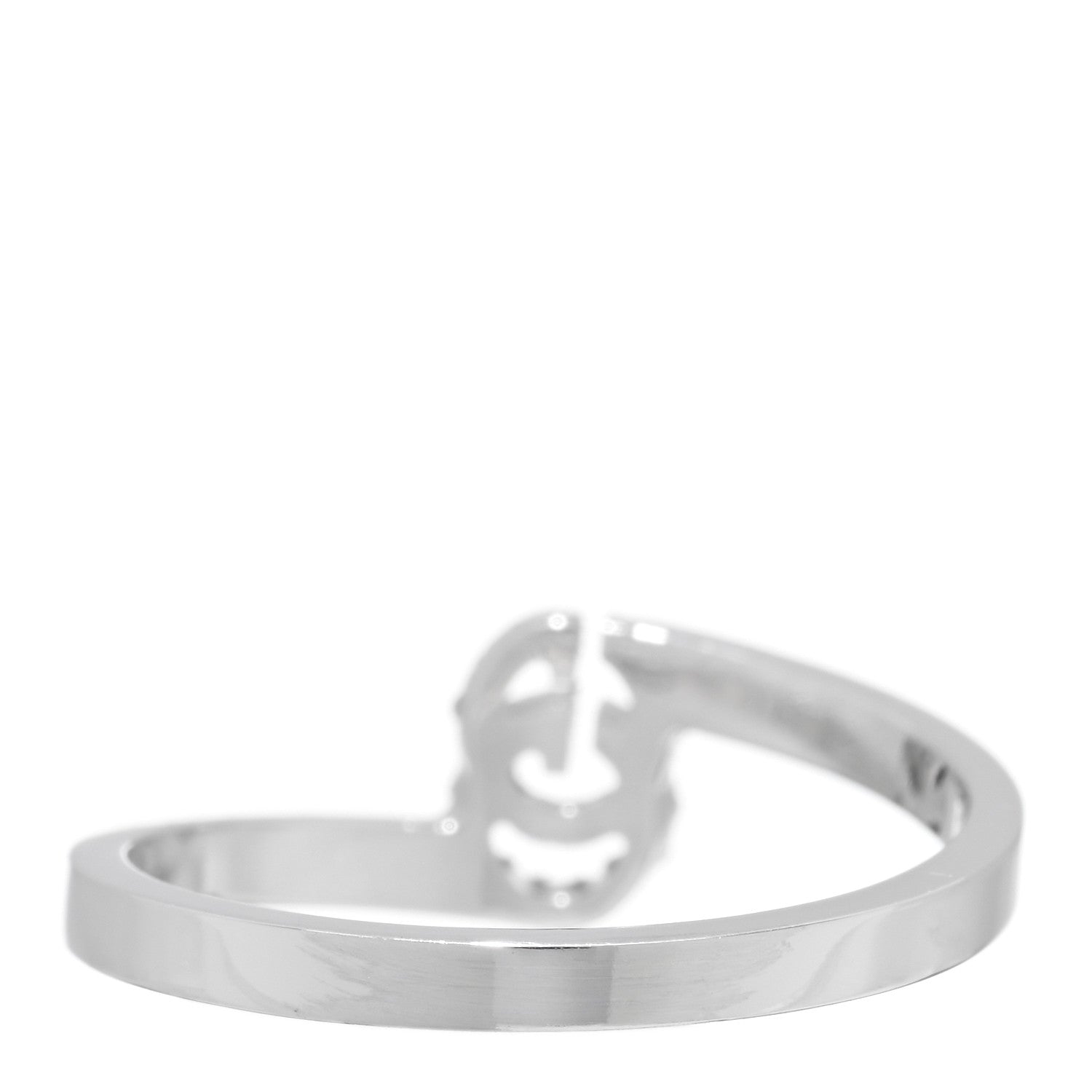 Gucci 18K White Gold Diamond Running G Ring 54 6.75 3 of 5