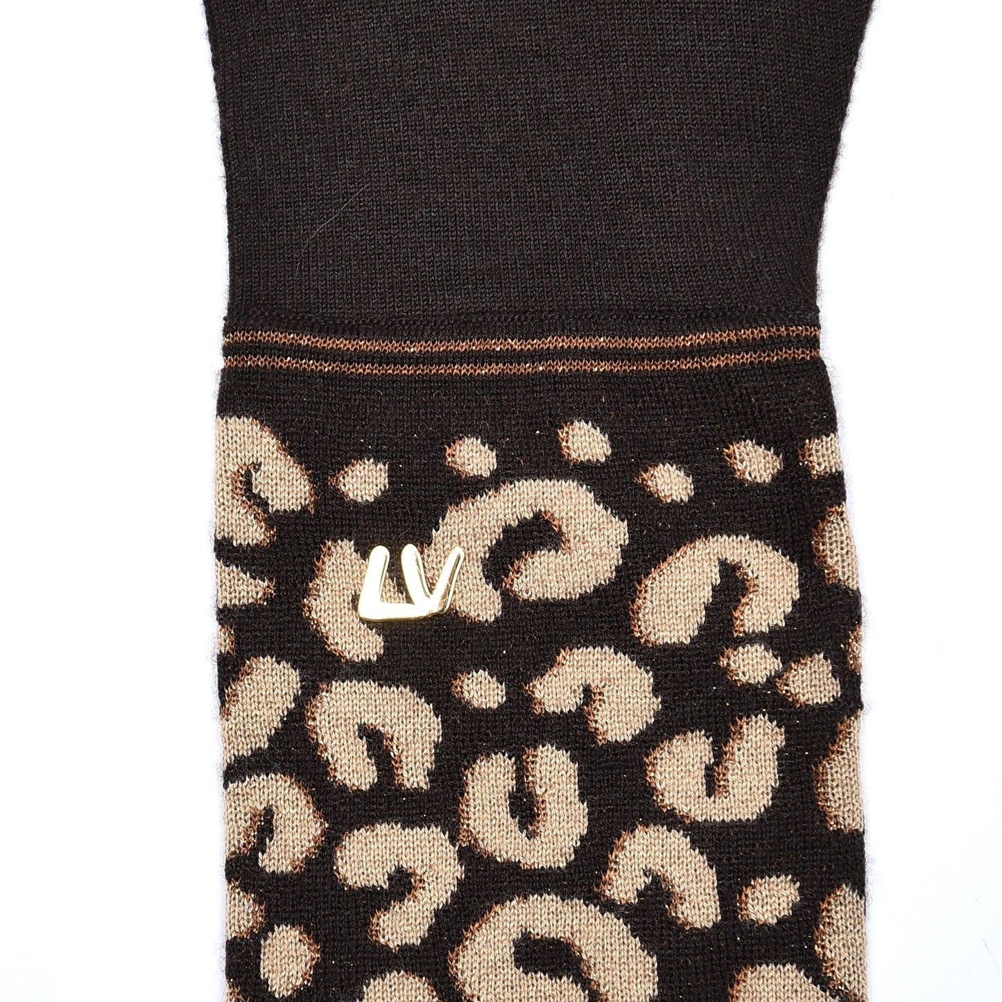 Cashmere Silk Leopard Long Gloves Marron
