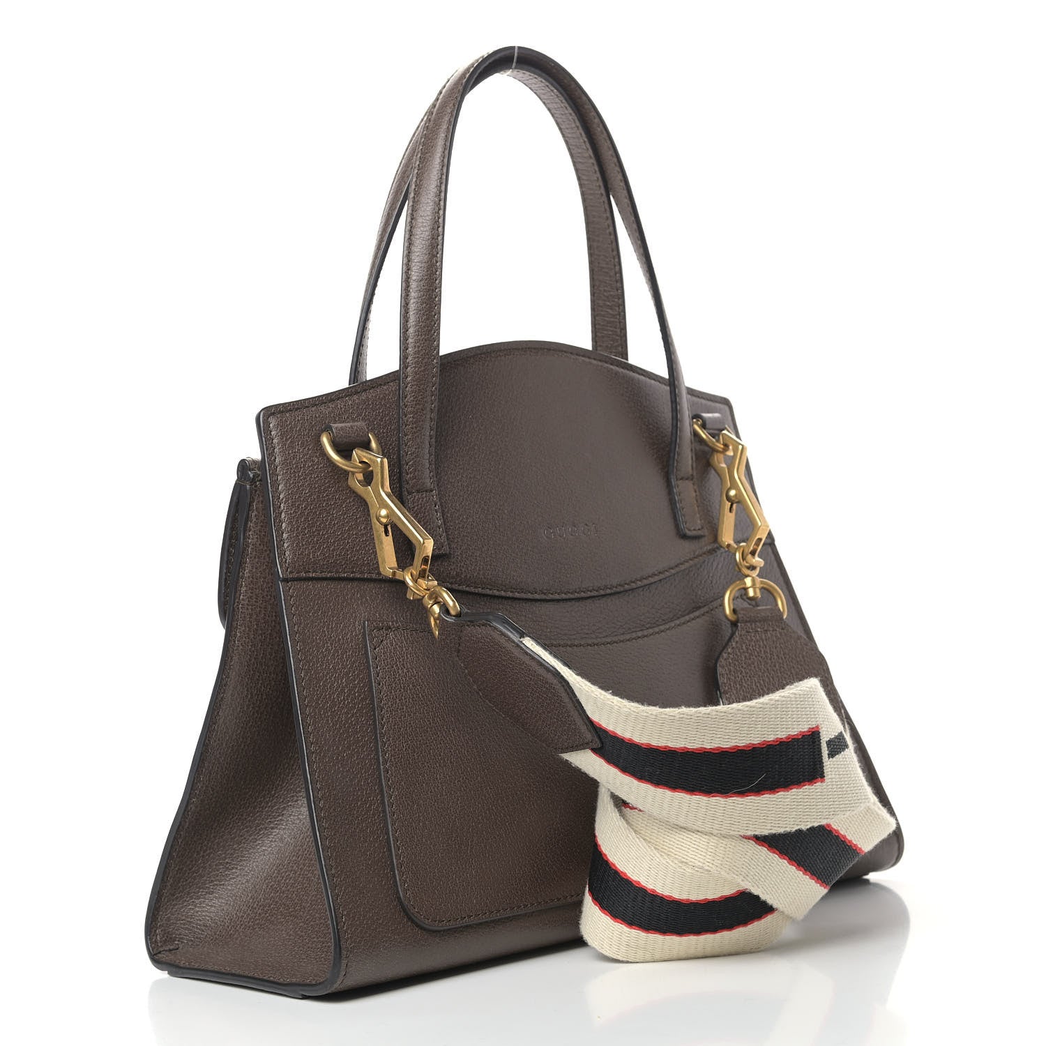 Gucci Textured Calfskin Web Crystal Butterfly Stripe Medium Totem Top Handle Bag New Acero 3 of 19