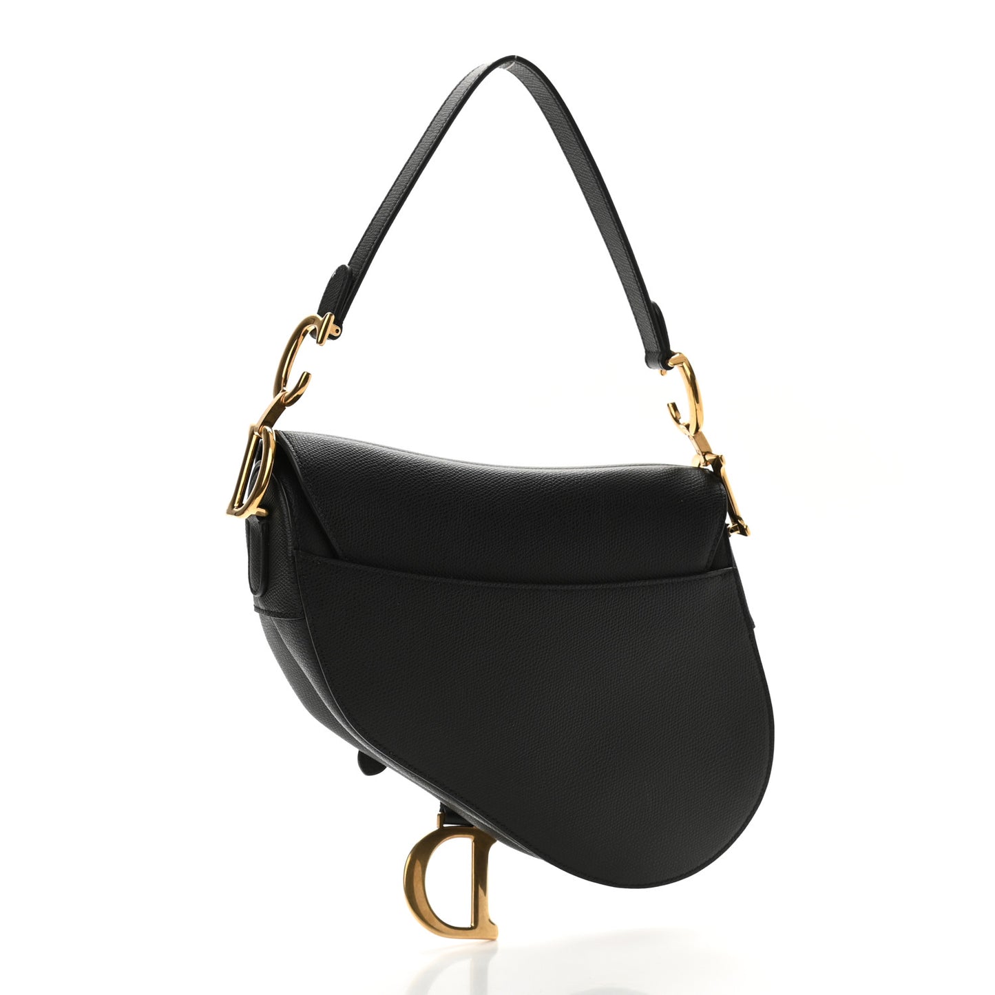Grained Calfskin Saddle Bag Black