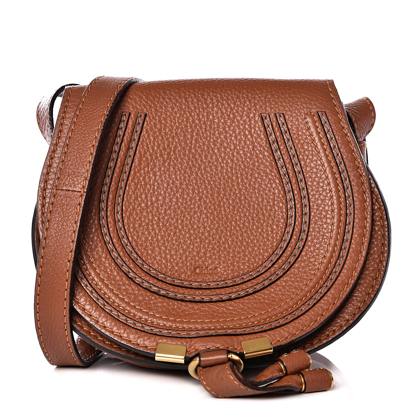 Calfskin Mini Marcie Round Crossbody Bag Tan