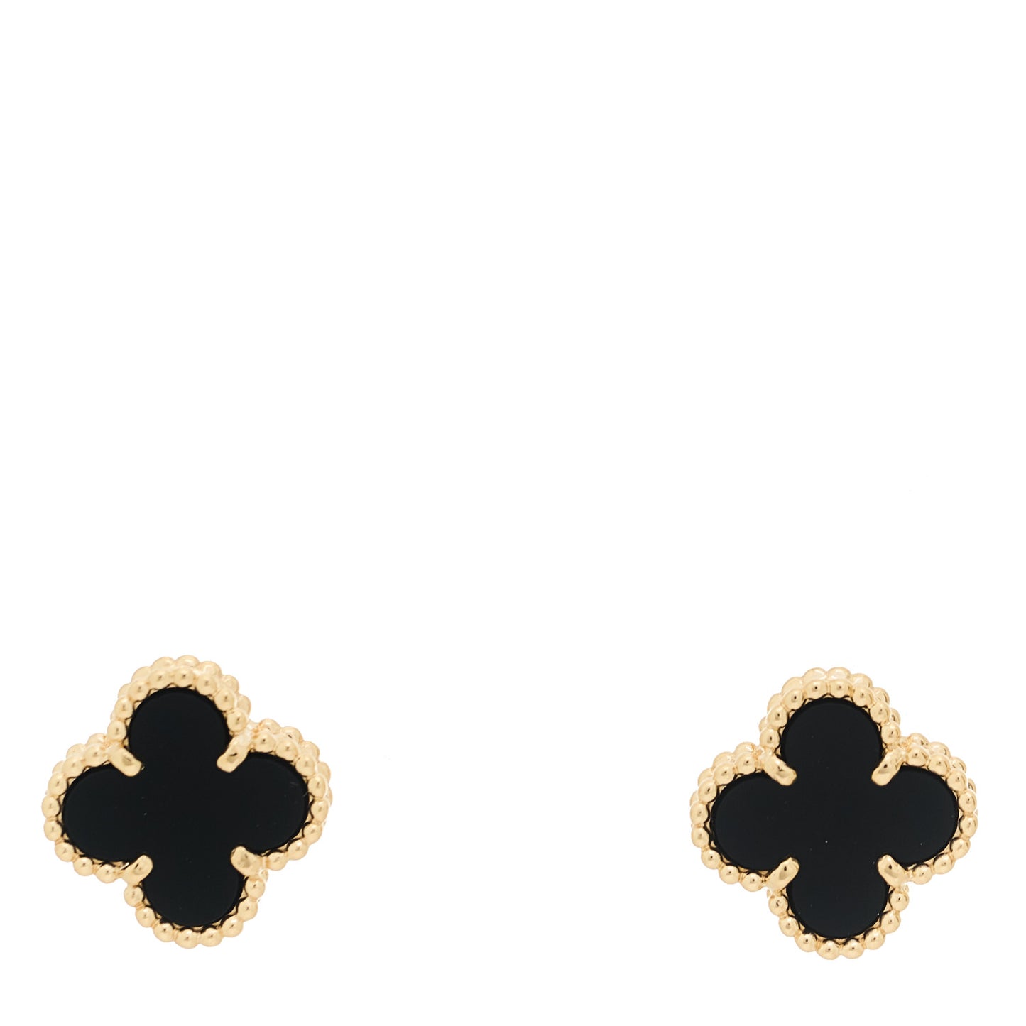 18K Yellow Gold Black Onyx Sweet Alhambra Earrings