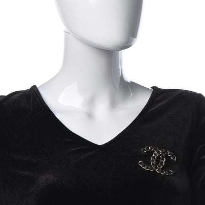 Chanel Lambskin Chain CC Brooch Black Gold 2 of 5