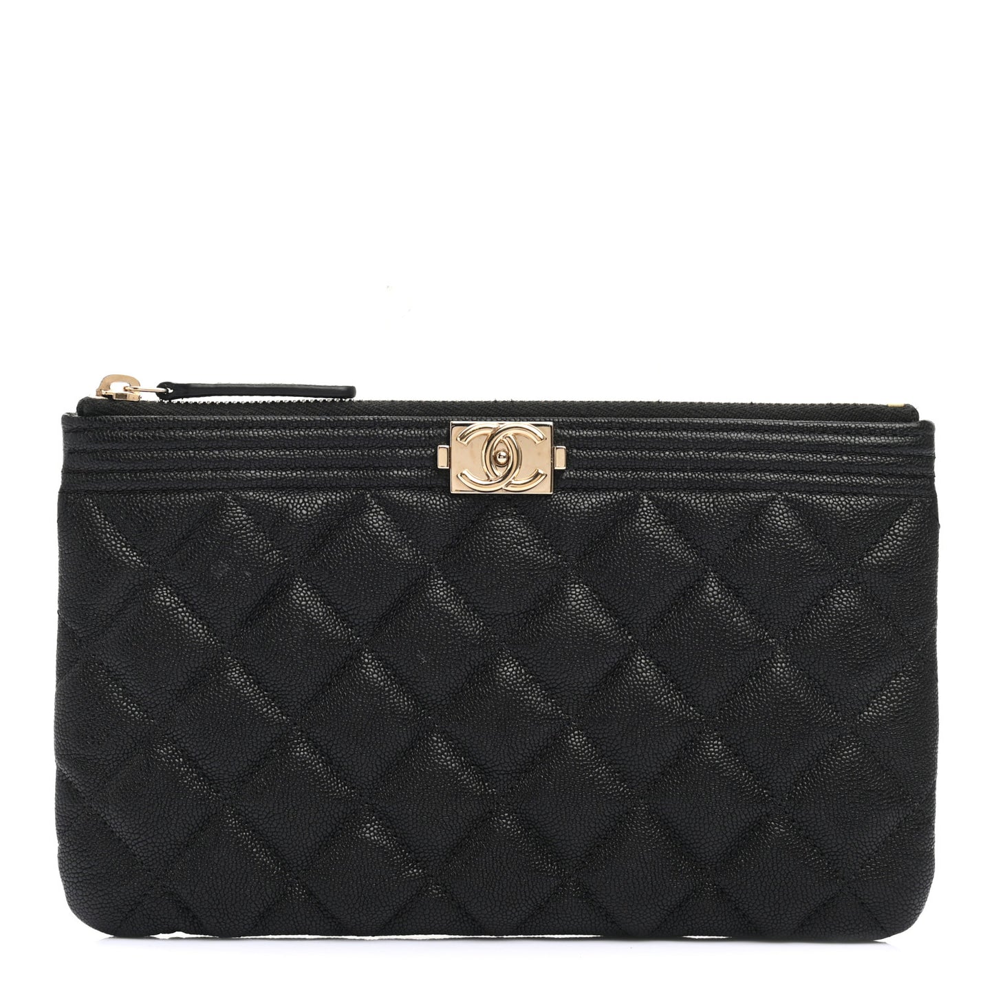 Caviar Quilted Small Boy Cosmetic Case Black