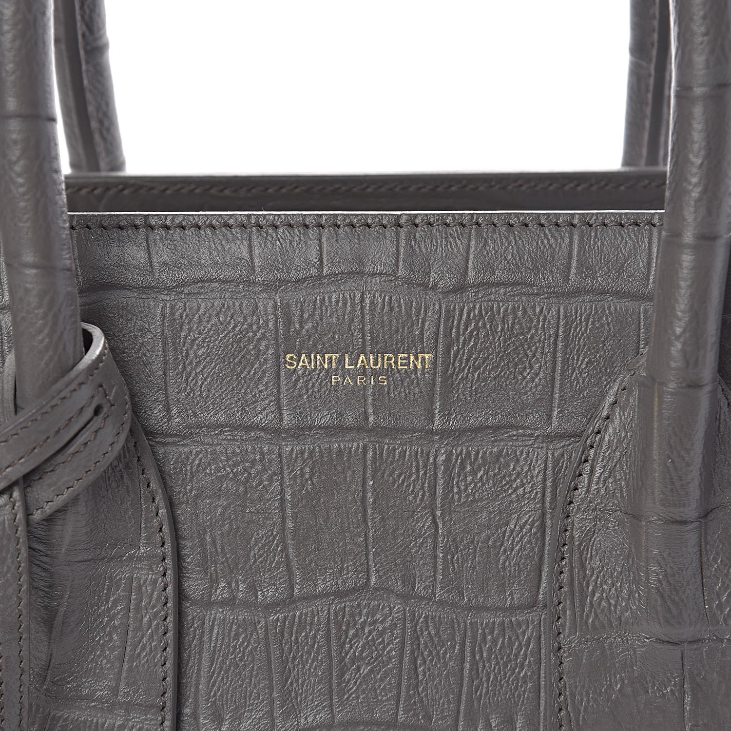 Saint Laurent Calfskin Crocodile Embossed Small Sac De Jour Fog 10 of 10