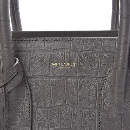 Saint Laurent Calfskin Crocodile Embossed Small Sac De Jour Fog 10 of 10