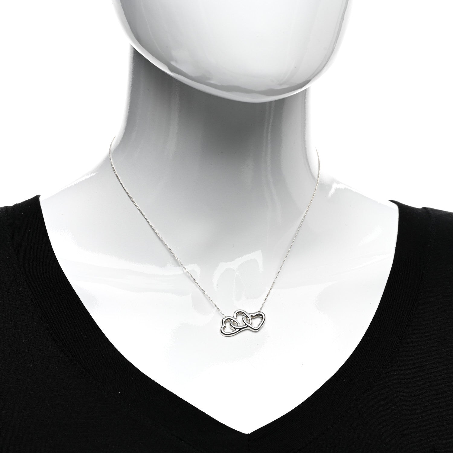 Tiffany Sterling Silver Elsa Peretti Triple Heart Necklace 2 of 4