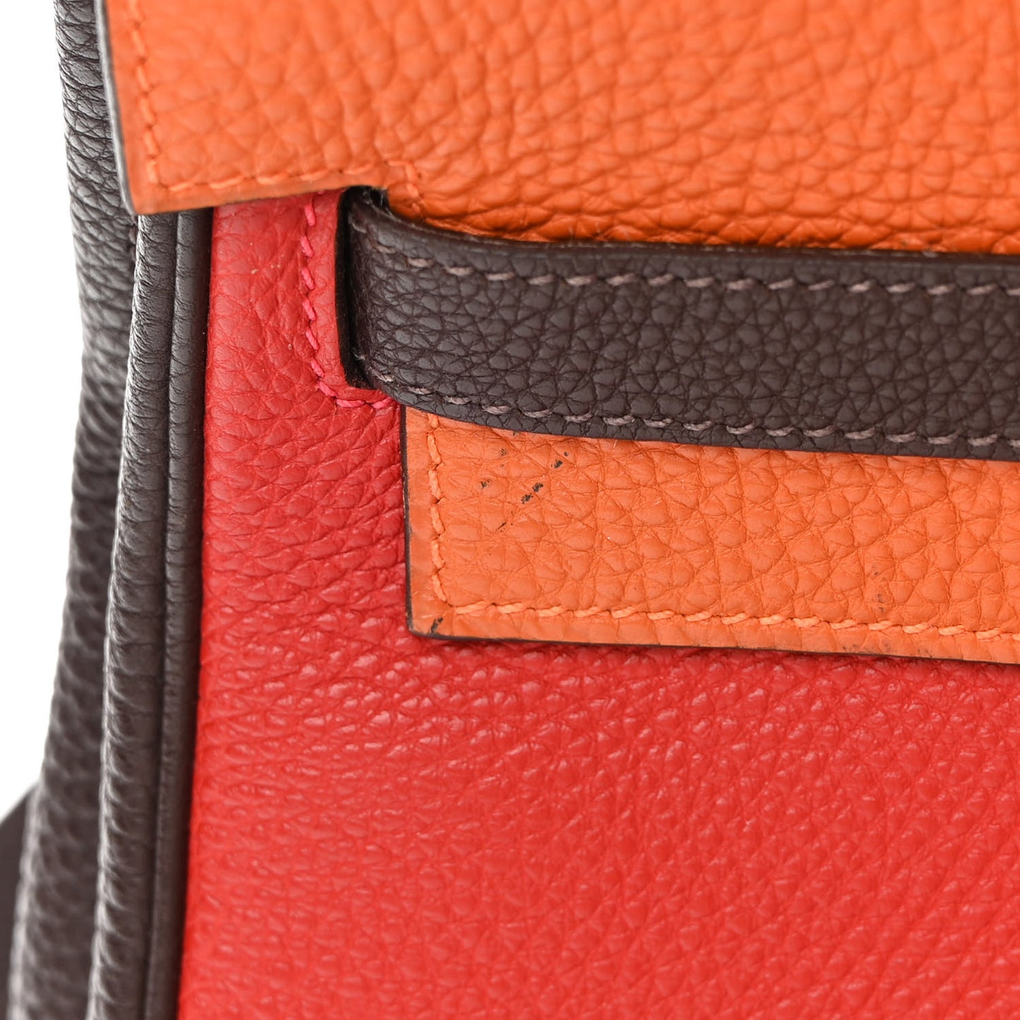 Togo Tri-Color Kelly Retourne 35 Vermillion Orange Ebene
