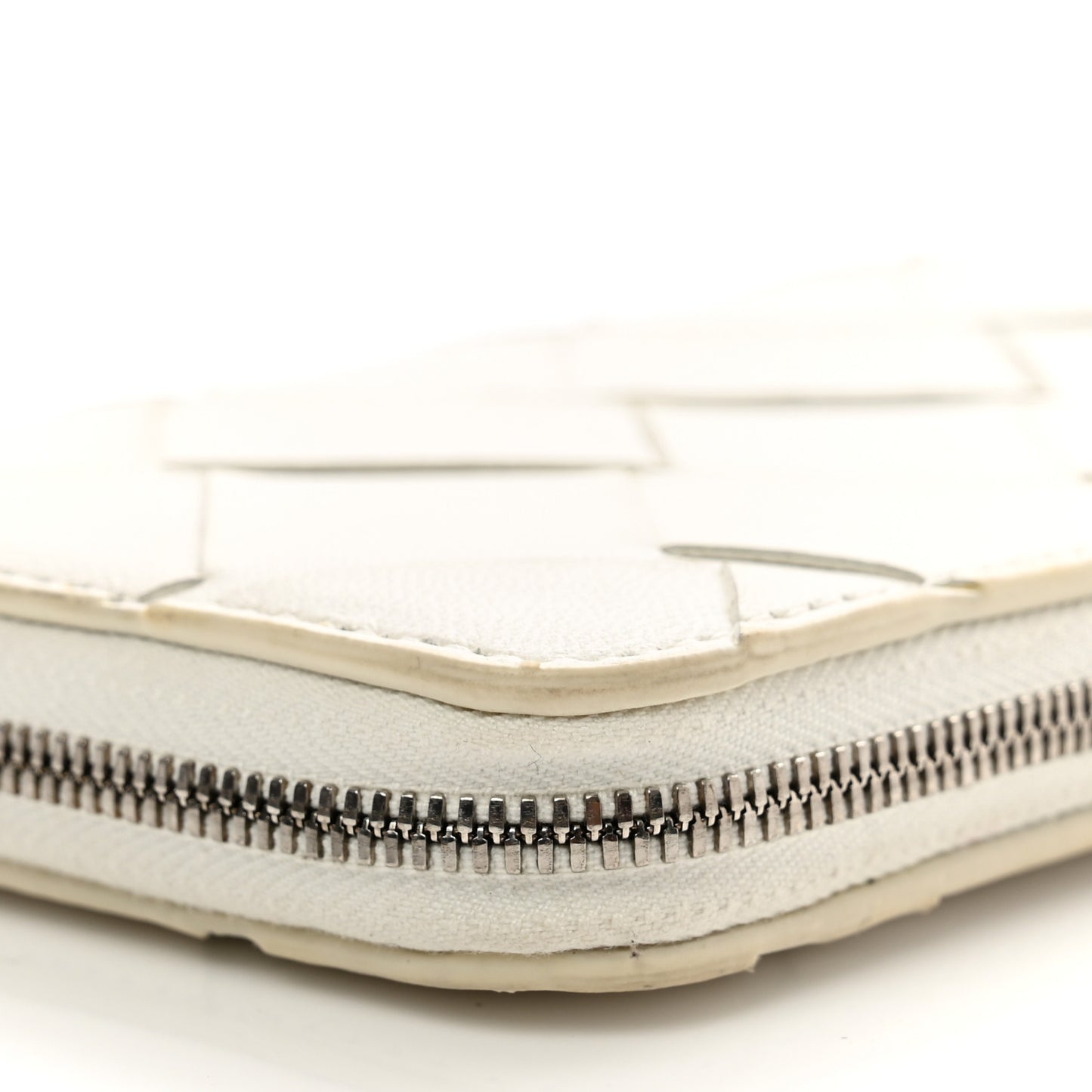 Nappa Maxi Intrecciato Zip Around Wallet White