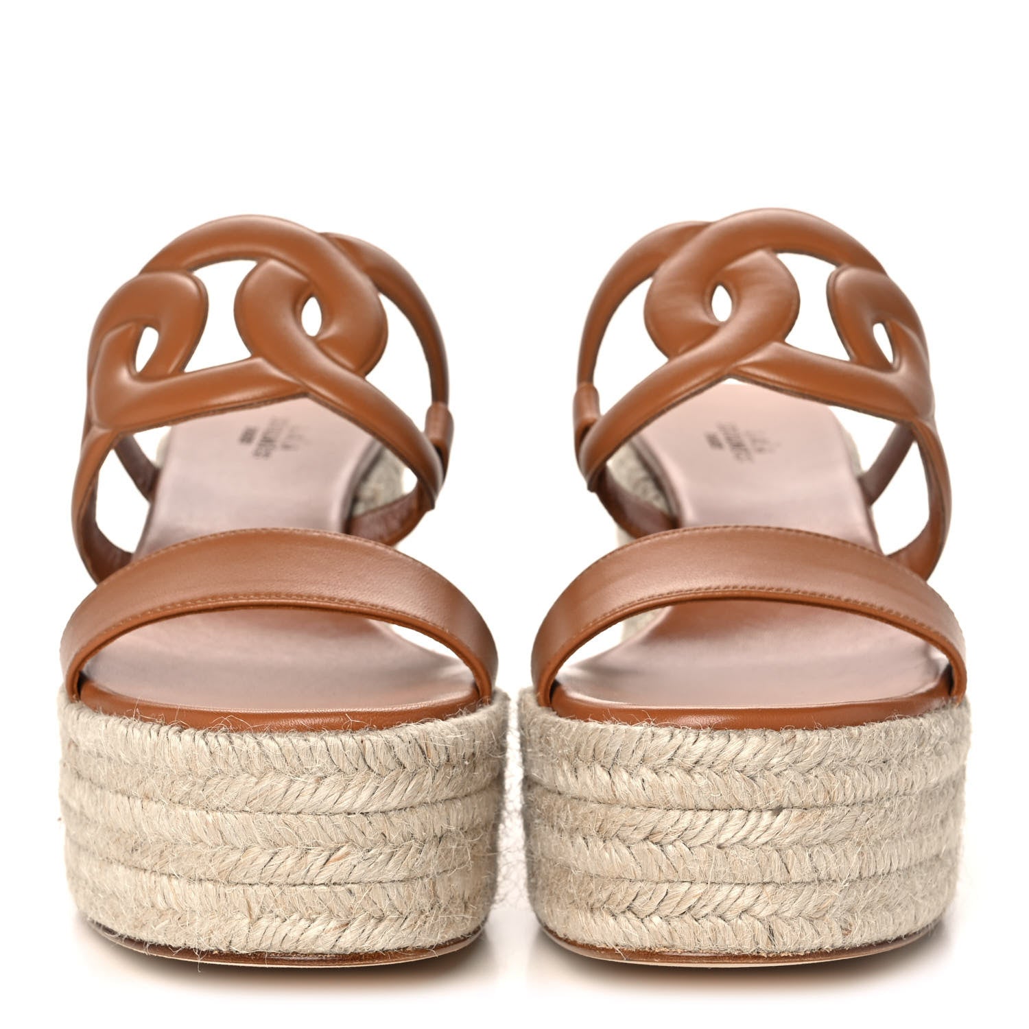 Hermes Nappa Ithea Espadrille Wedge Sandals 38 Naturel 2 of 11