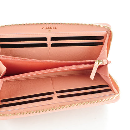 Chanel Caviar Camellia Embossed Zip Around Large Gusset Wallet Nude 5 of 8