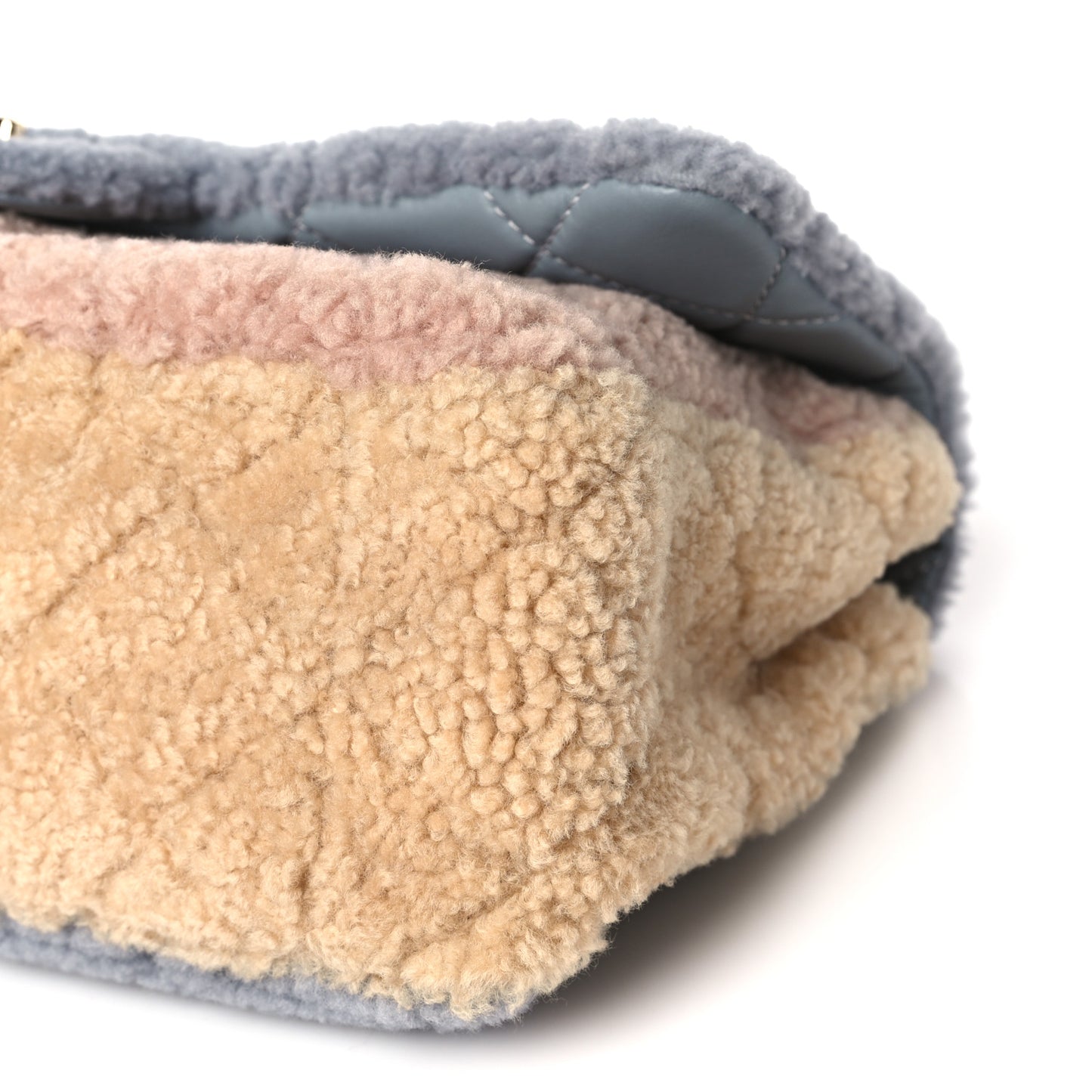 Shearling Sheepskin Single Flap Gray Pink Beige