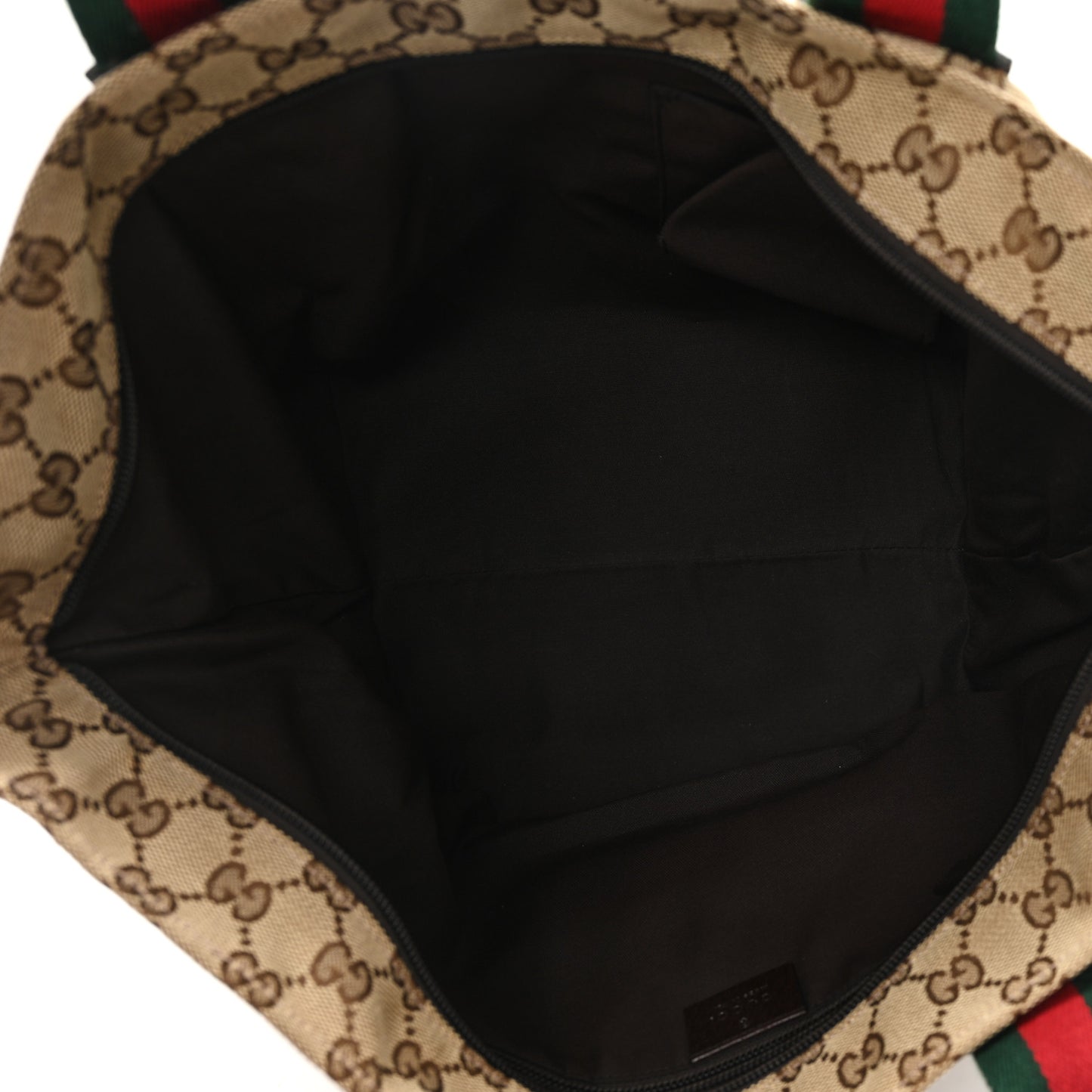 GG Monogram Medium Web Handle Bucket Tote Dark Brown