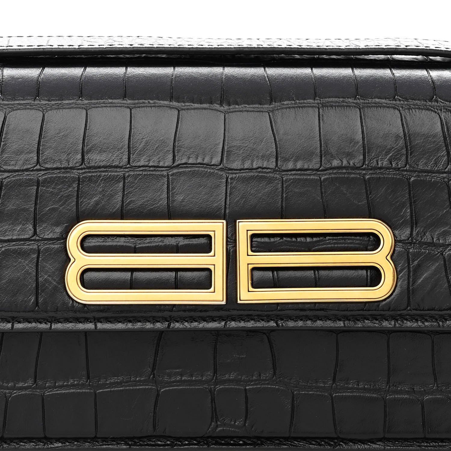 Balenciaga Extra Supple Calfskin Crocodile Embossed Small Gossip Bag Black 7 of 9