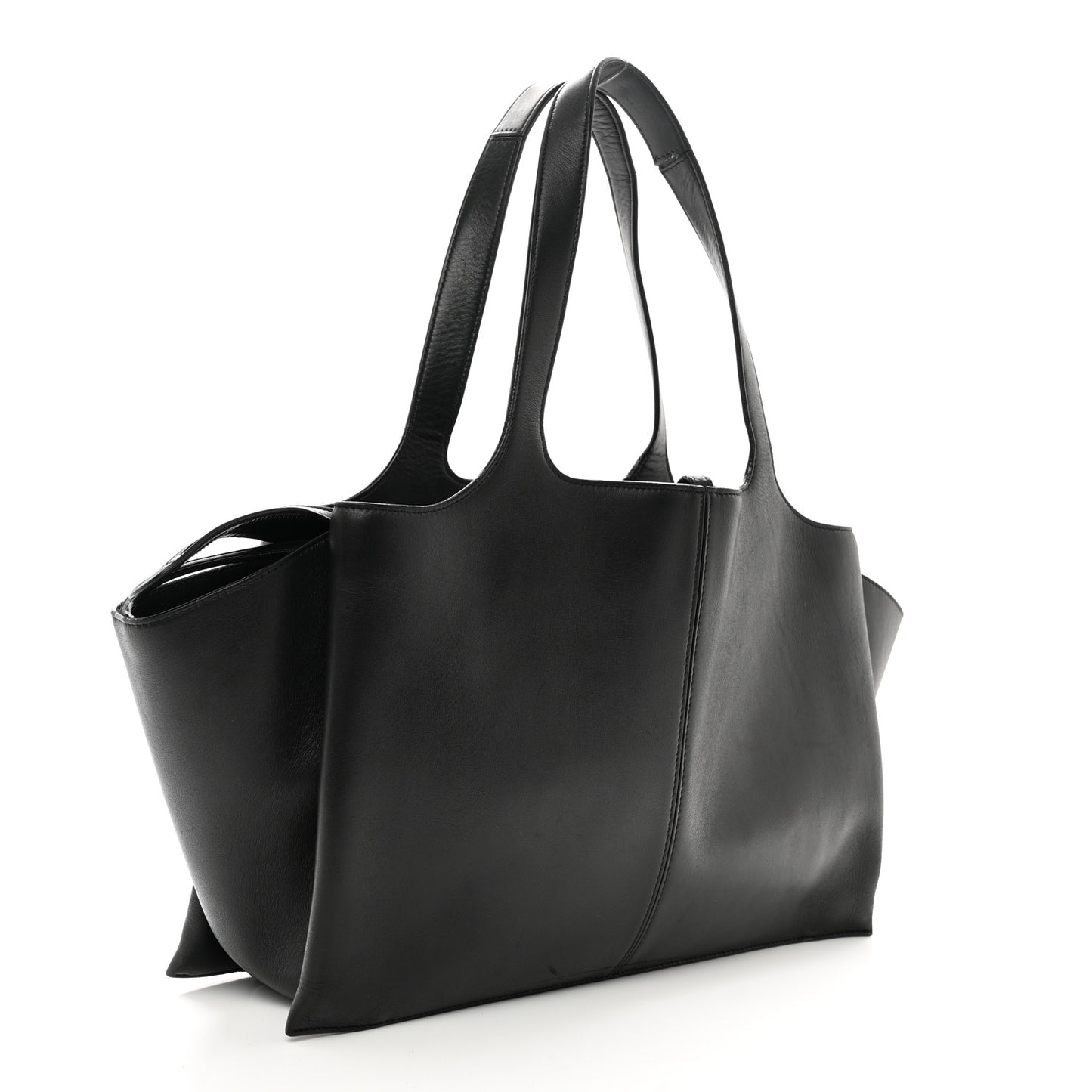 Supple Natural Calfskin Medium Tri-Fold Bag Black