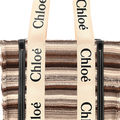 Chloe Knit Medium Woody Ribbon Tote Black Multicolor 8 of 10