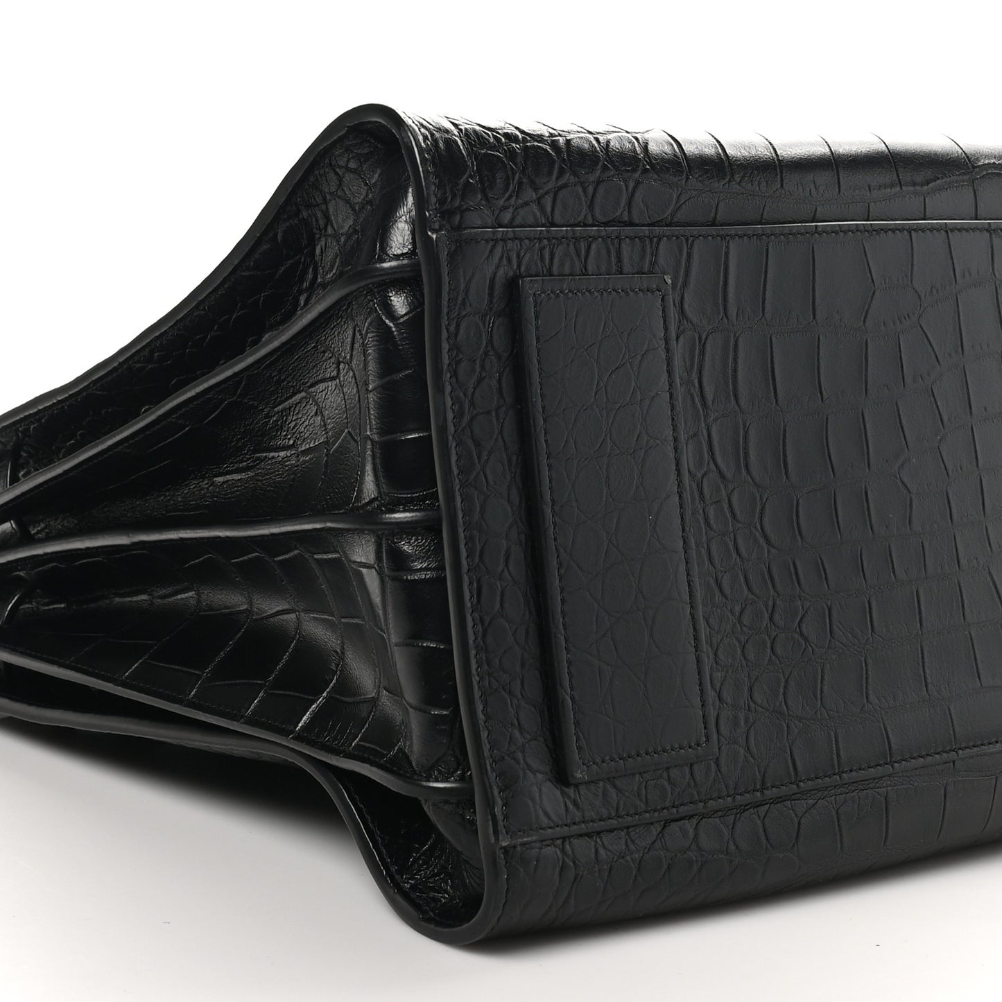 Calfskin Crocodile Embossed Large Souple Sac De Jour Black