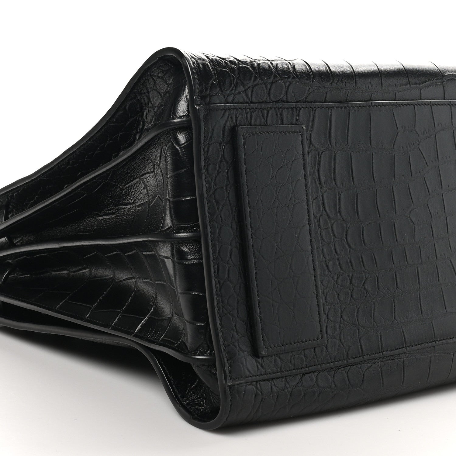 Saint Laurent Calfskin Crocodile Embossed Large Souple Sac De Jour Black 9 of 10