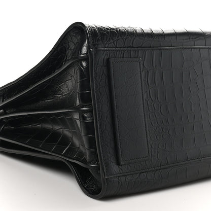 Saint Laurent Calfskin Crocodile Embossed Large Souple Sac De Jour Black 9 of 10