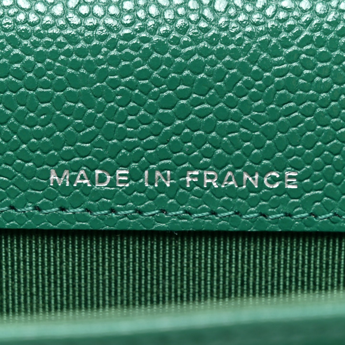 Caviar Quilted Flap Card Holder Wallet Green