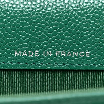 Chanel Caviar Quilted Flap Card Holder Wallet Green 7 of 9