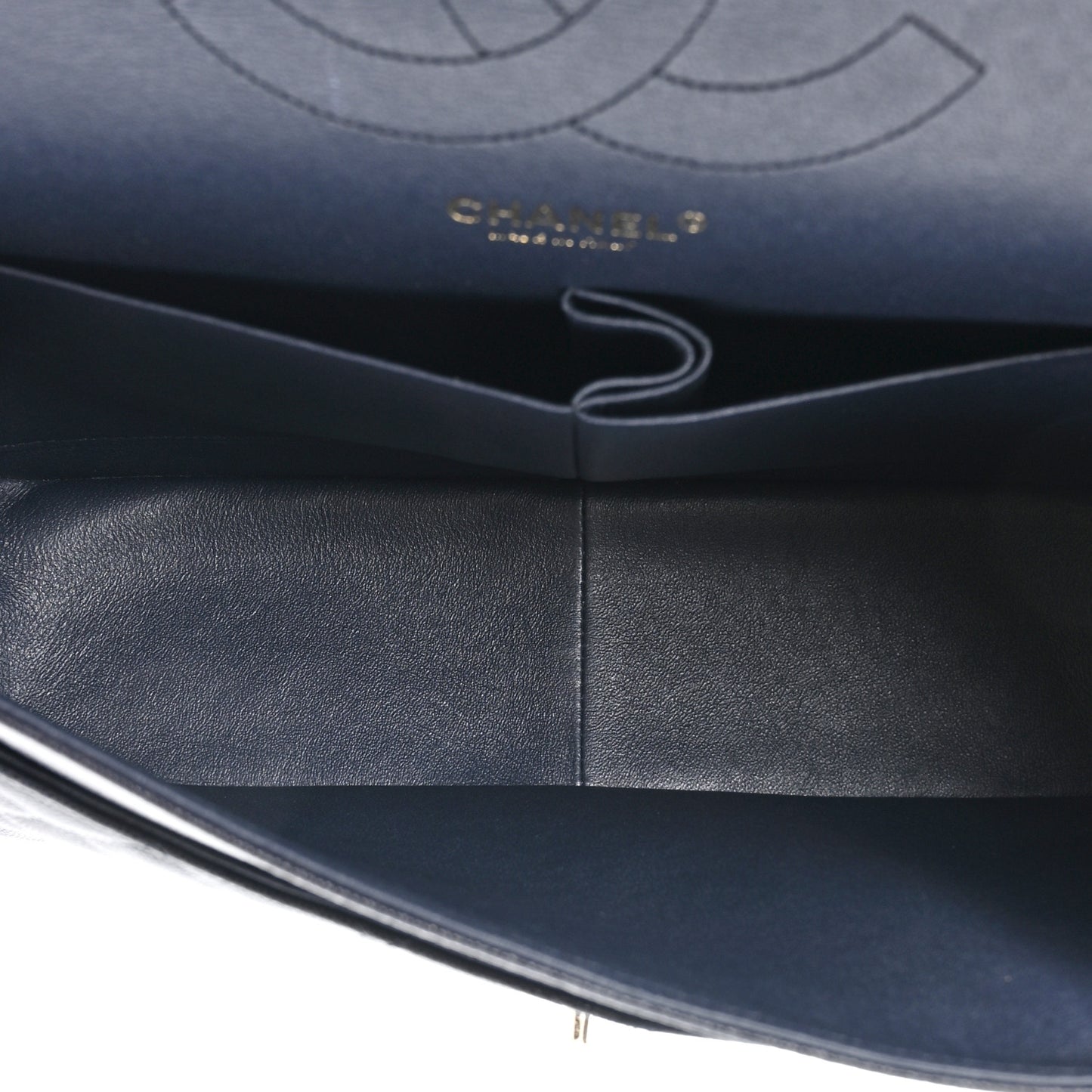 Caviar Quilted Jumbo Double Flap Navy