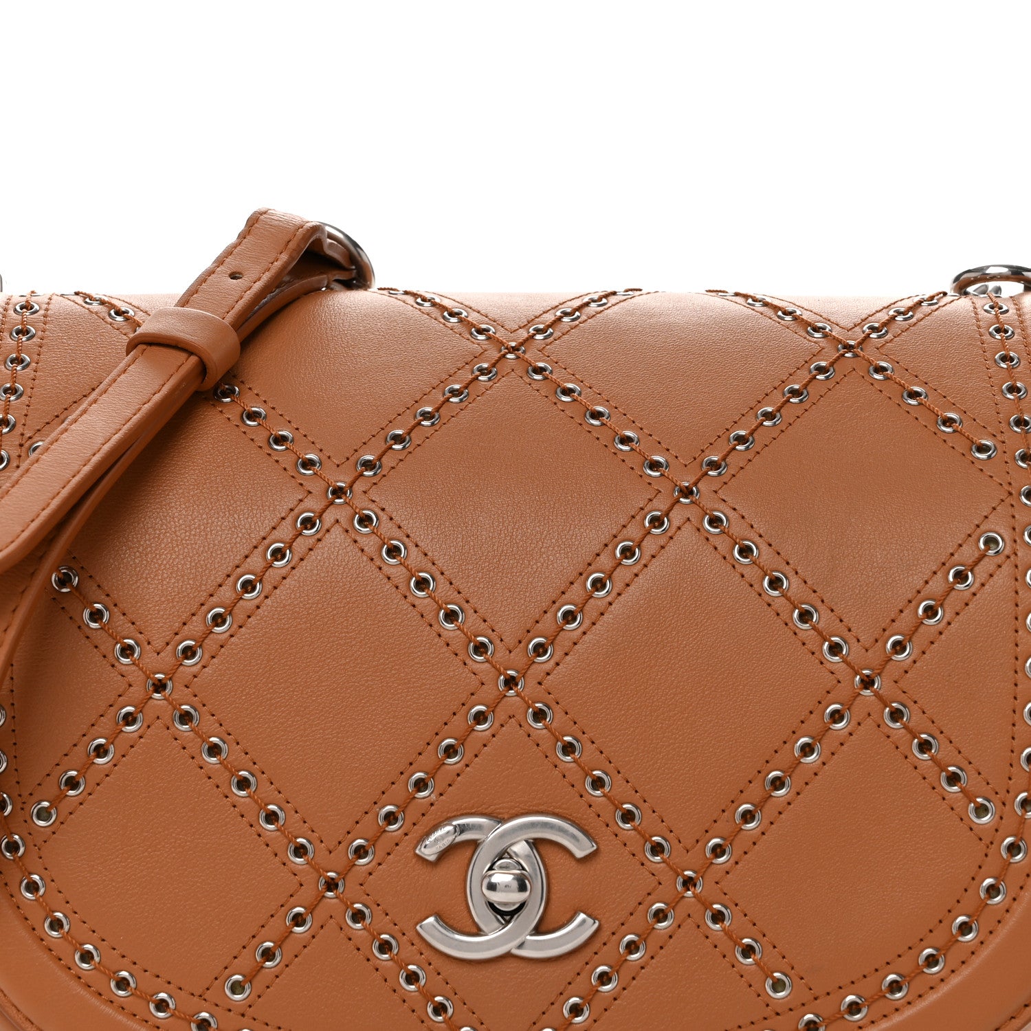 Chanel Calfskin Coco Eyelets Small Flap Bag Camel 8 of 10