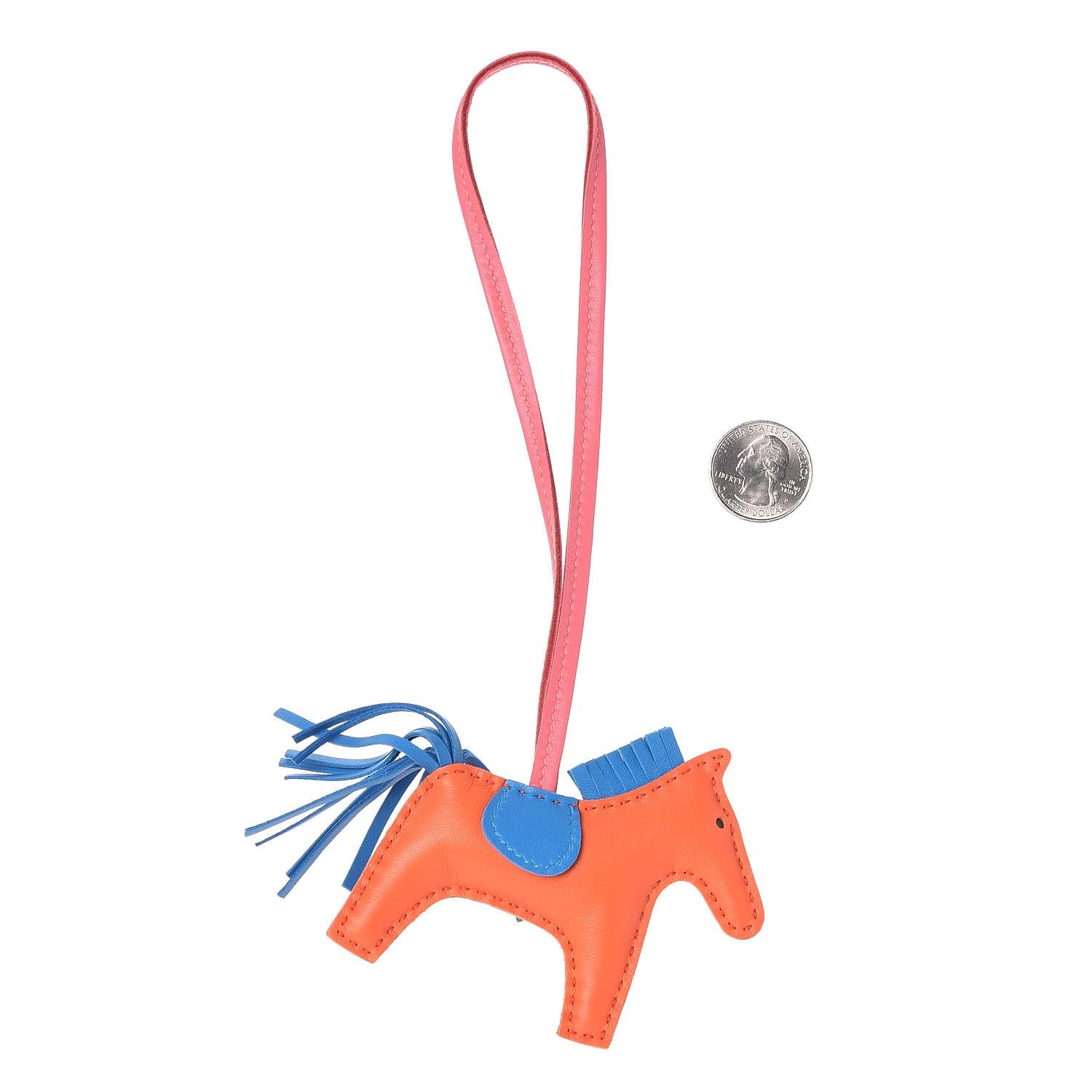 Hermes Milo Lambskin Grigri Rodeo Horse Bag Charm PM Orange Poppy Bleu Zanzibar Rose Azalee 2 of 4