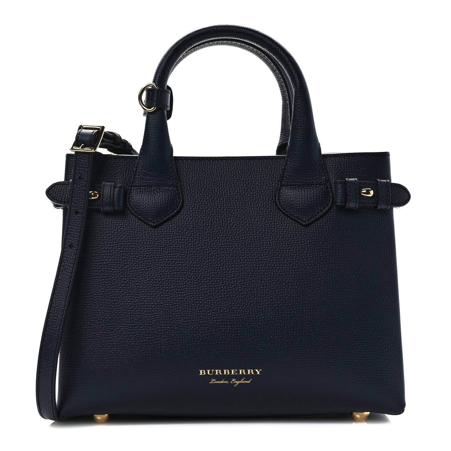 Burberry Derby Calfskin House Check Small Banner Tote Ink Blue 1 of 9