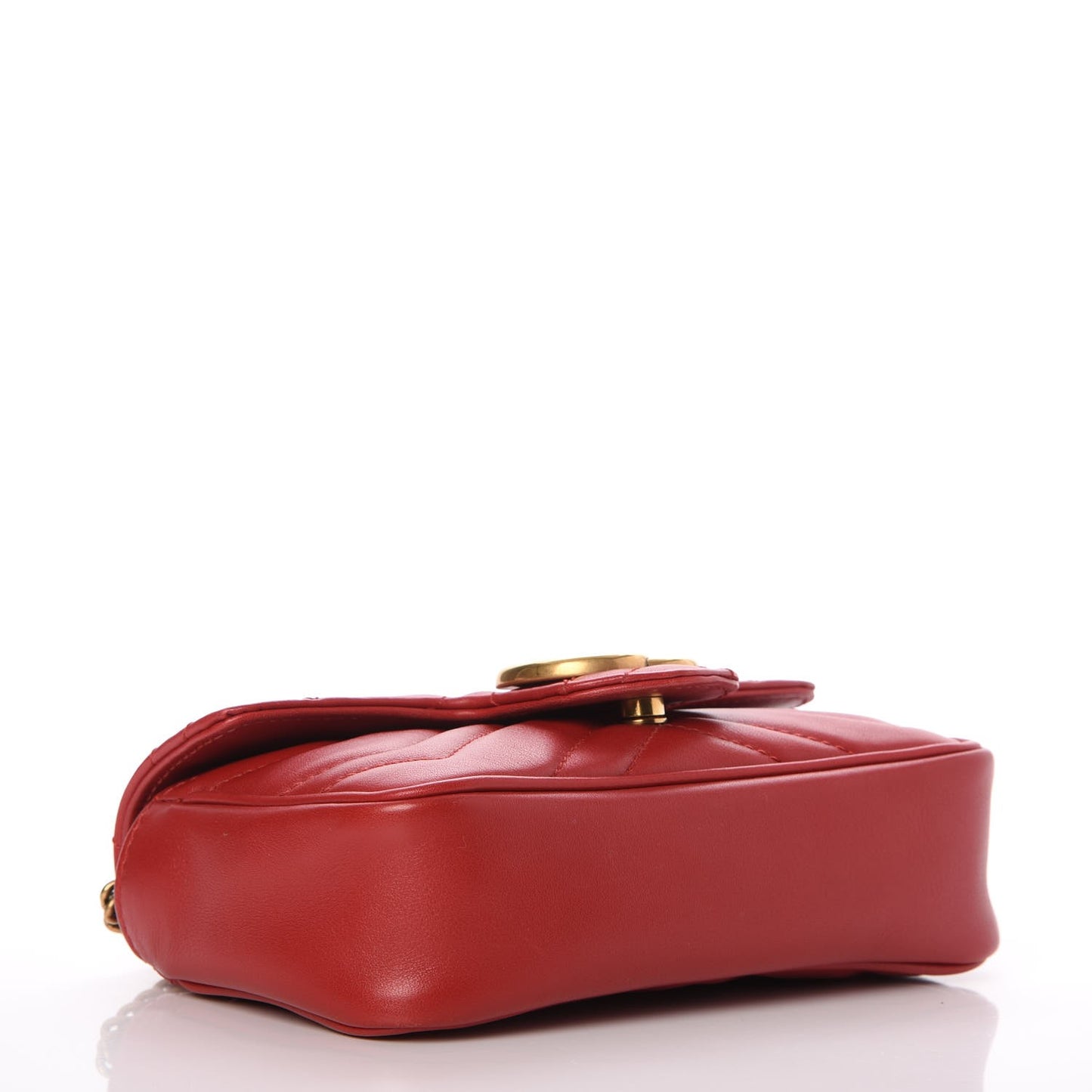 Calfskin Matelasse Super Mini GG Marmont Shoulder Bag Hibiscus Red