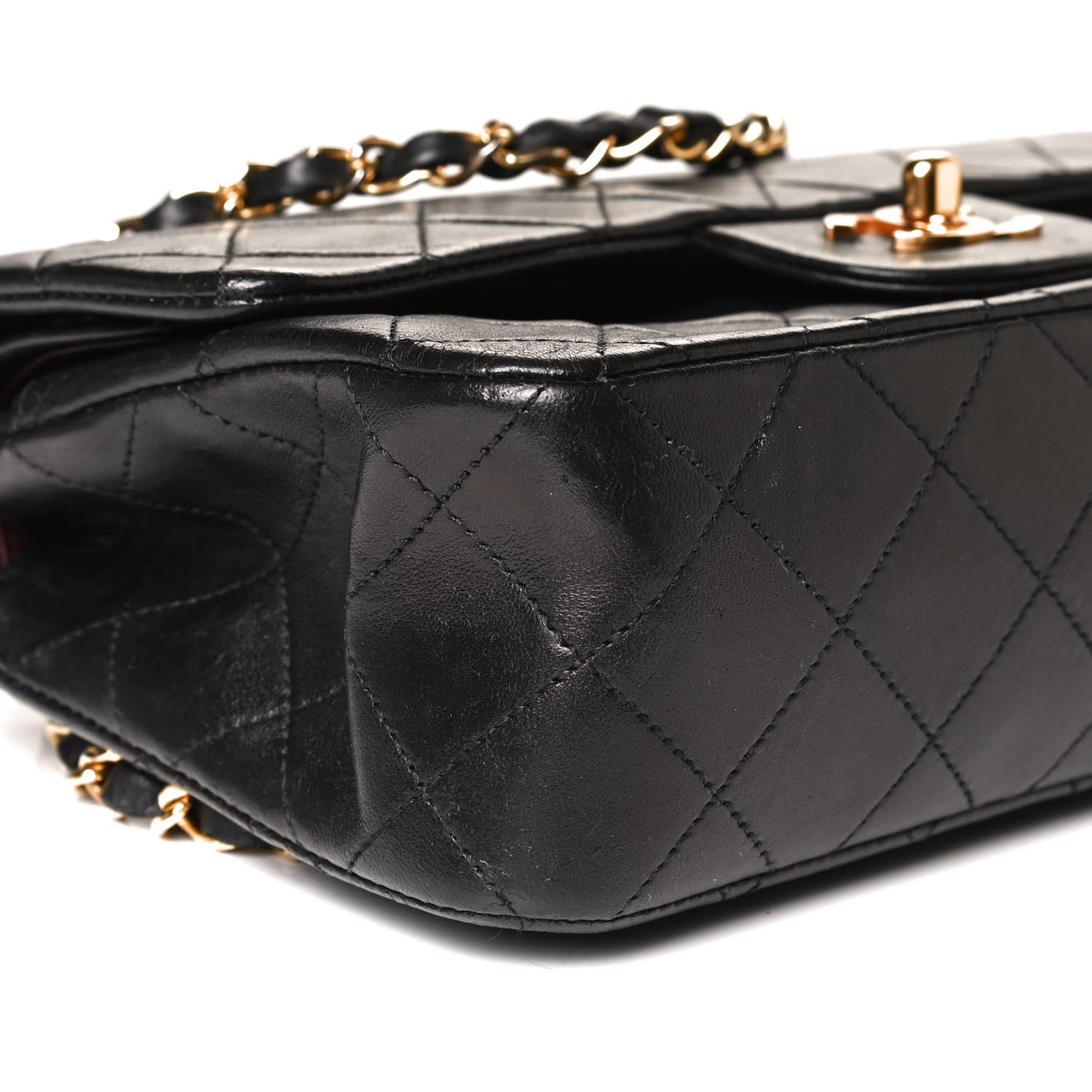 Lambskin Quilted Small Double Flap Black