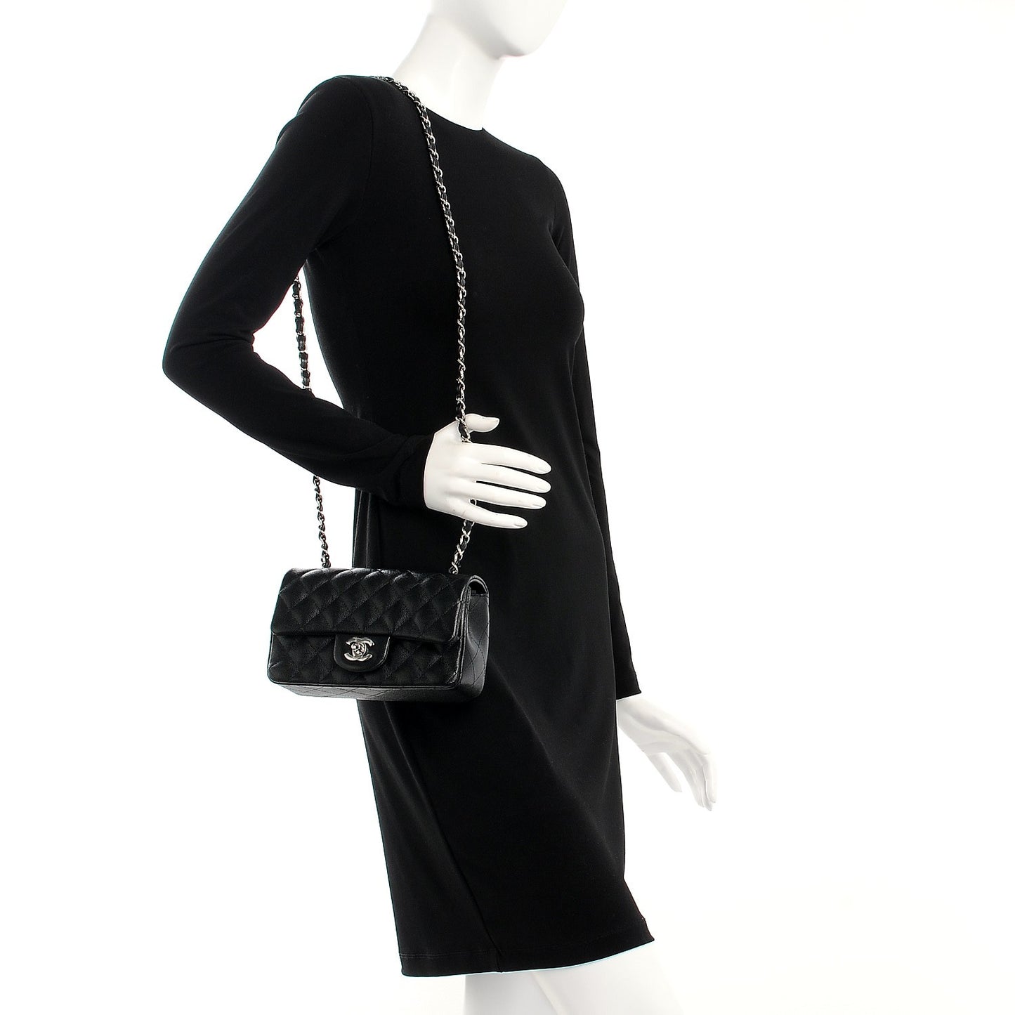 Caviar Quilted Mini Rectangular Flap Black