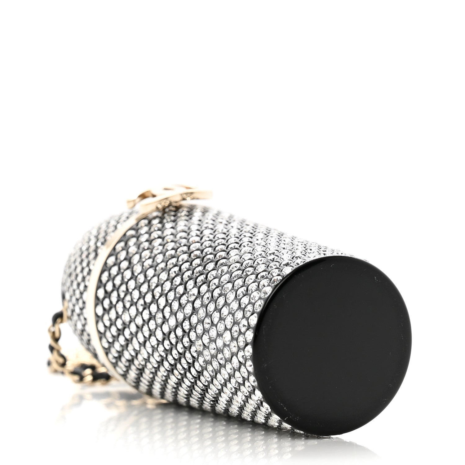 Chanel Metal Resin Lambskin Crystal Lipstick Case Long Necklace On Chain Silver Black Gold 4 of 10