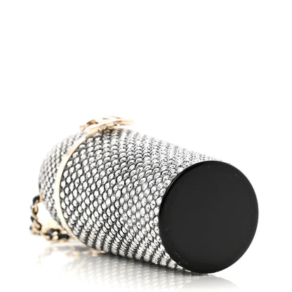 Chanel Metal Resin Lambskin Crystal Lipstick Case Long Necklace On Chain Silver Black Gold 4 of 10