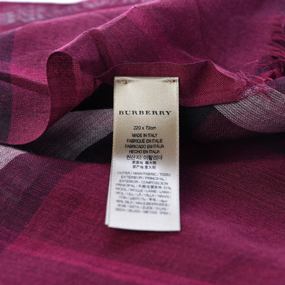 Burberry Wool Silk Gauze Giant Check Scarf Claret 4 of 8